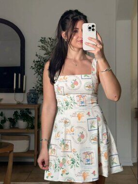 Abercrombie & Fitch Square Neck Italy Fruit Stamp Mini Dress